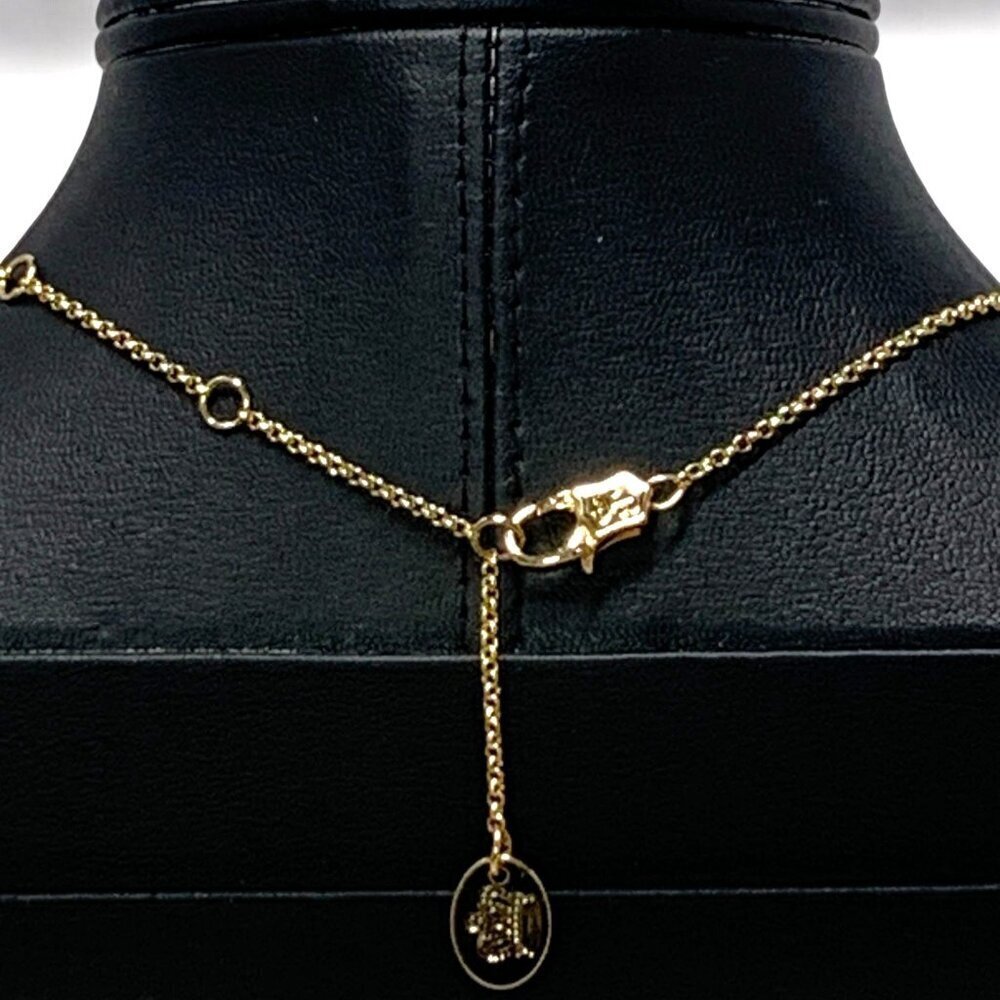 Juicy Couture Crystal Heart Bow Pendant Necklace Gold Tone Chain Lobster Clasp - Picture 6 of 10